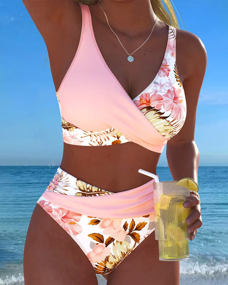 Jolina | Floral Contrast Split Bikini