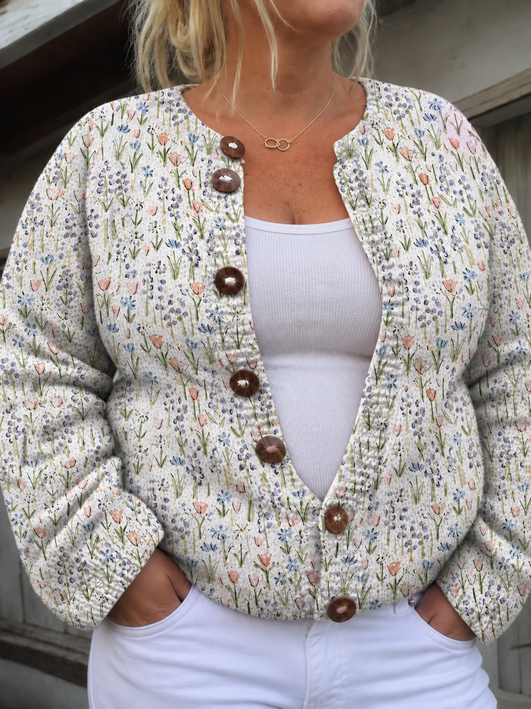 Ivadelle | Vintage Floral Knit Cardigan