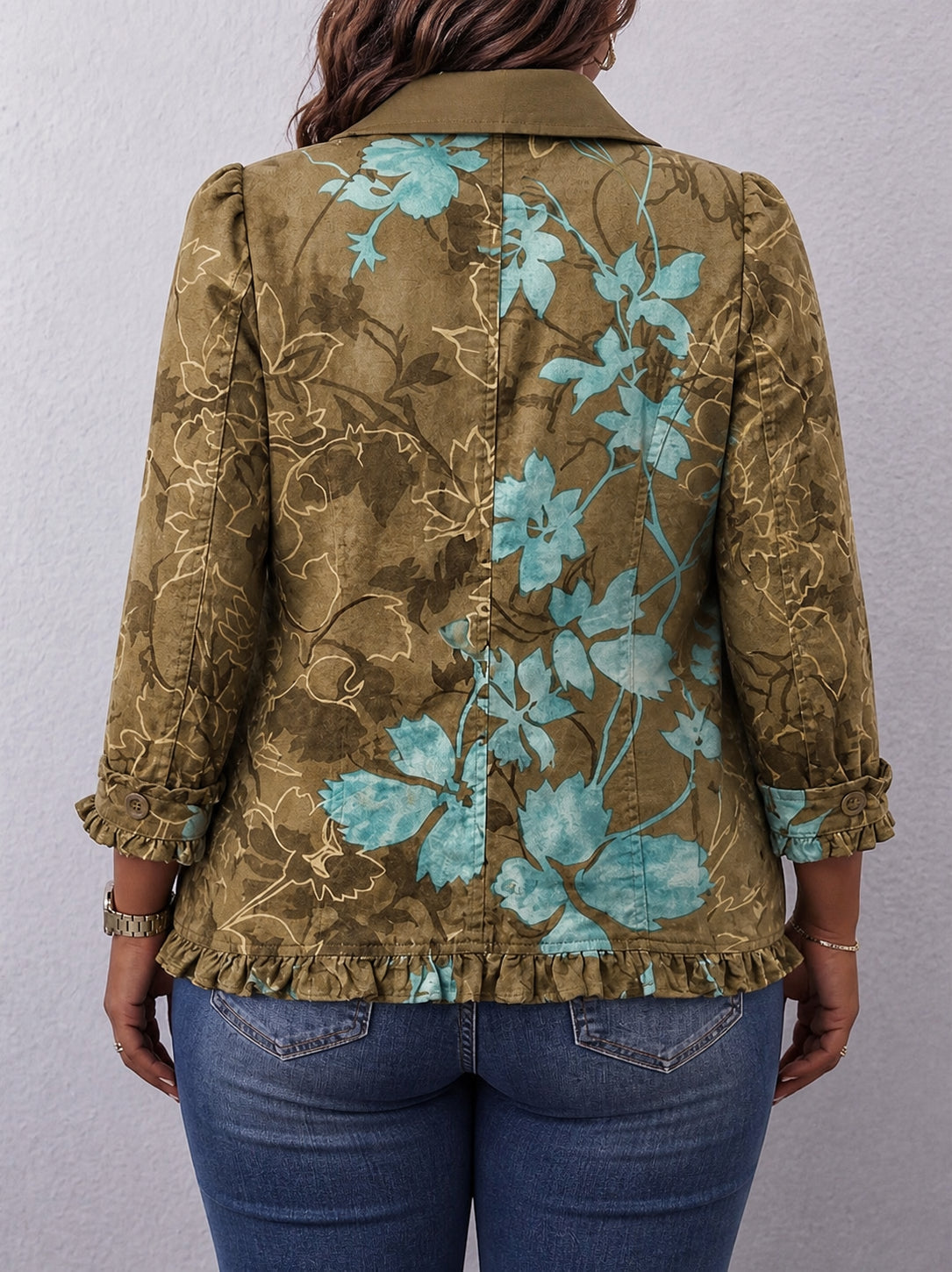 Sundara | Boho Gradient Vintage Floral Ruffle Jacket