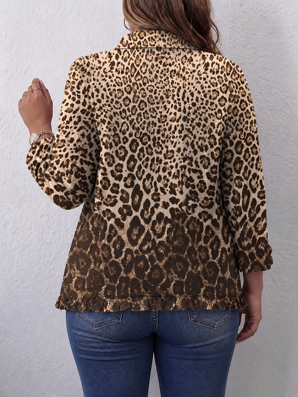 Navara | Leopard Print Ruffled Jacket