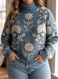 Solveig | Indigo Block-Print Turtleneck